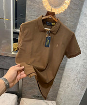 Ralph Lauren Brown Embroidery Logo Premium Classic Polo T-Shirt