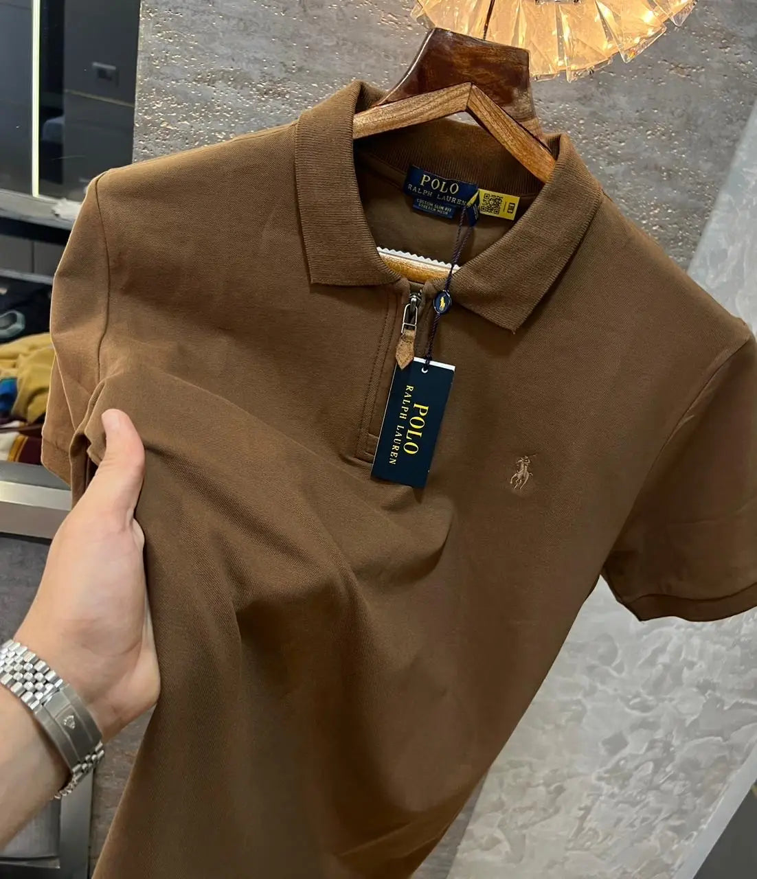 Ralph Lauren Brown Embroidery Logo Premium Classic Polo T-Shirt