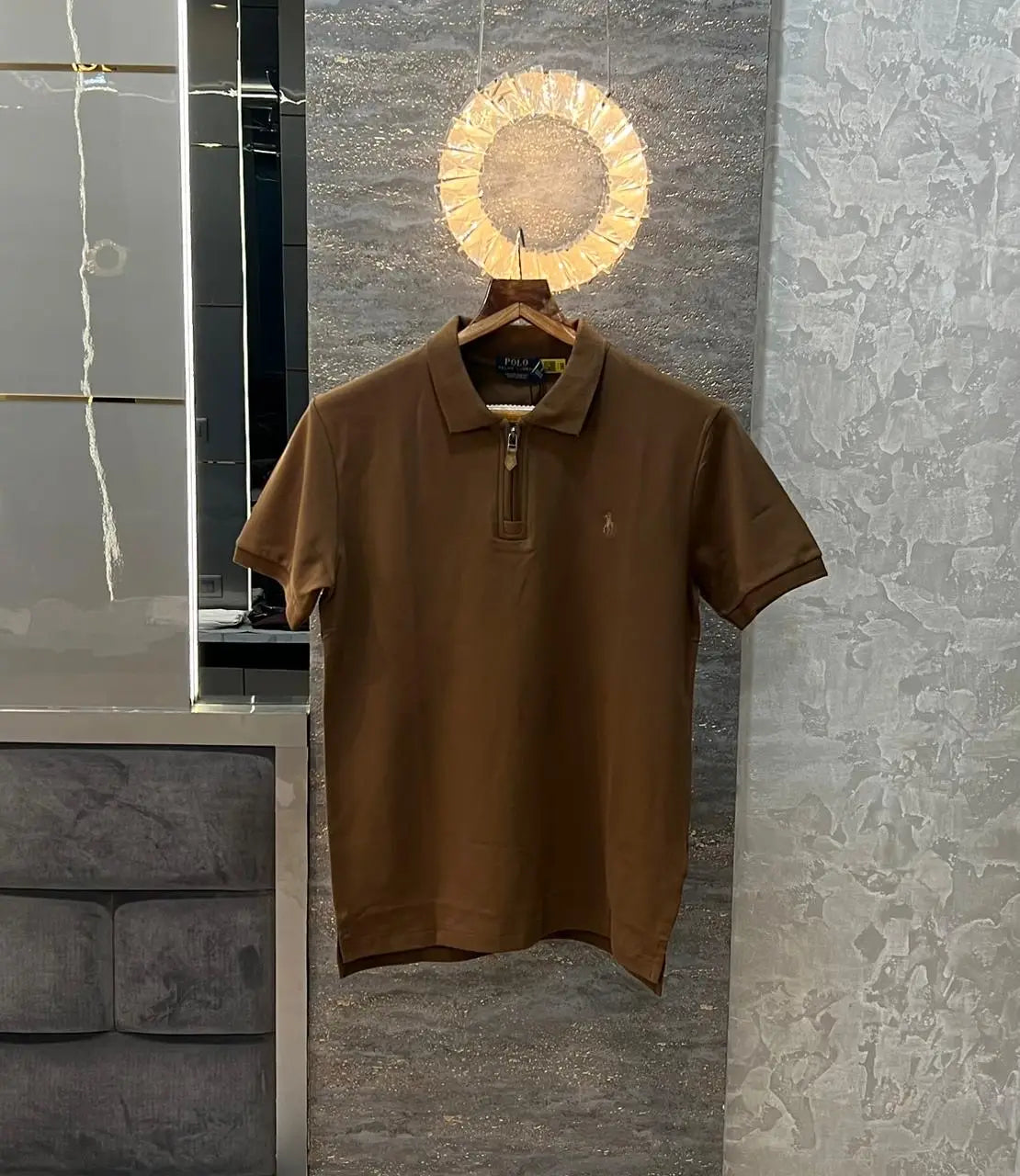 Ralph Lauren Brown Embroidery Logo Premium Classic Polo T-Shirt