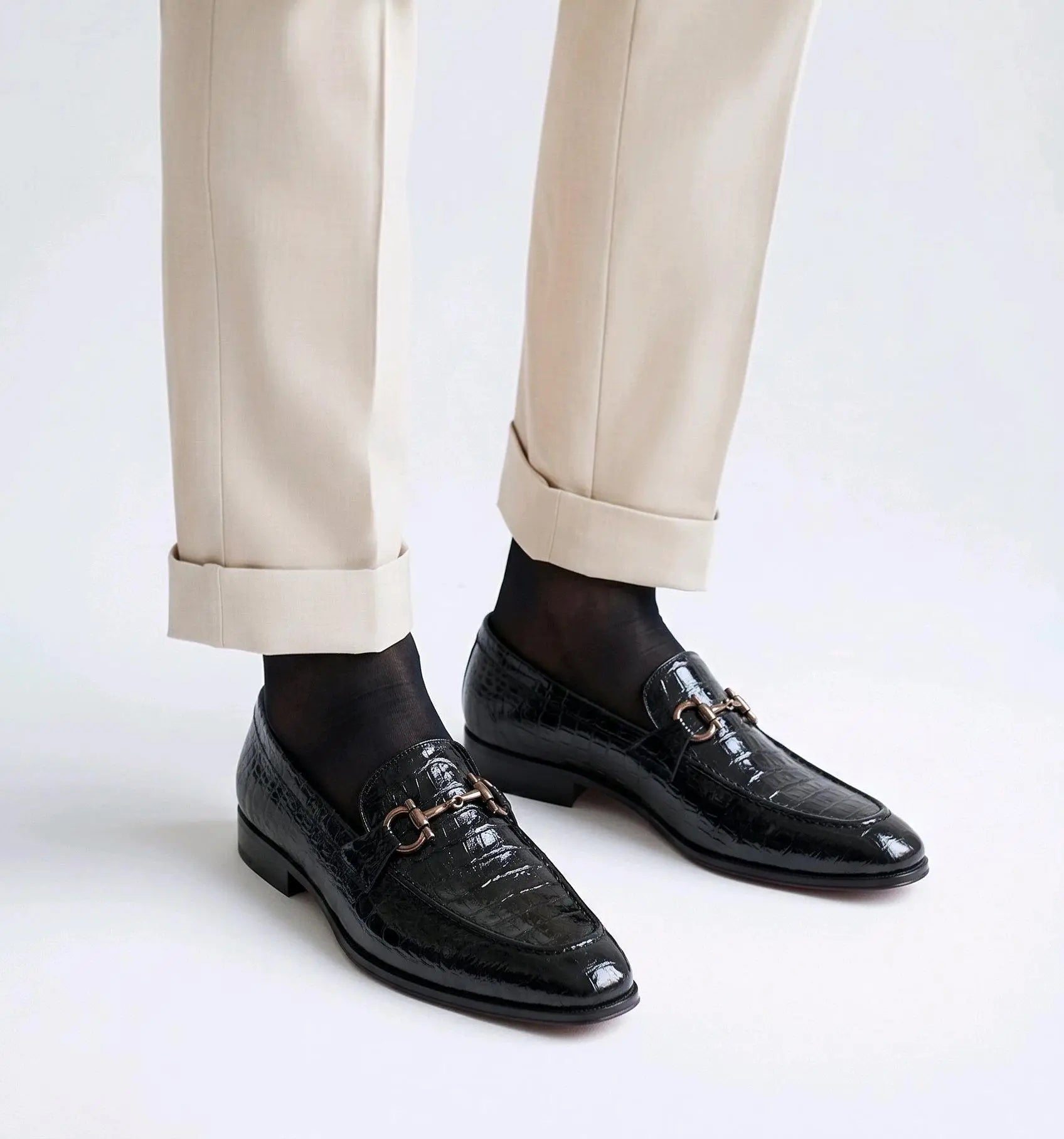 Frank_Romello Black Metal Premium Formal Loafers