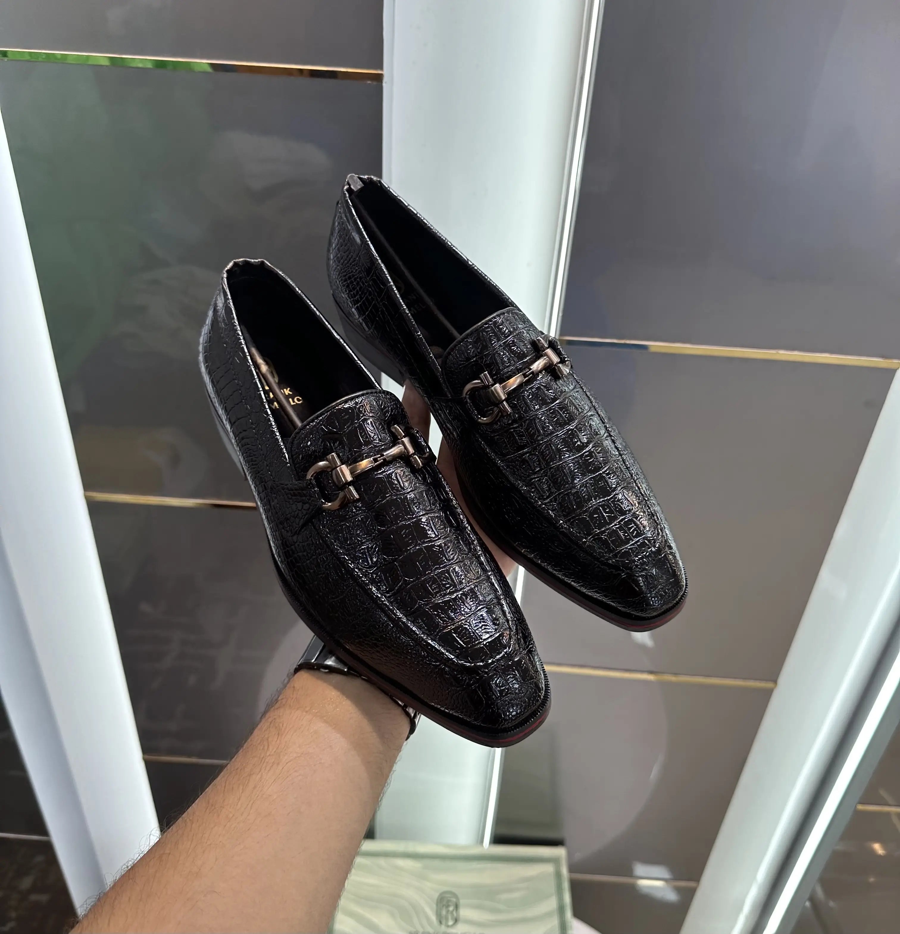 Frank_Romello Black Metal Premium Formal Loafers