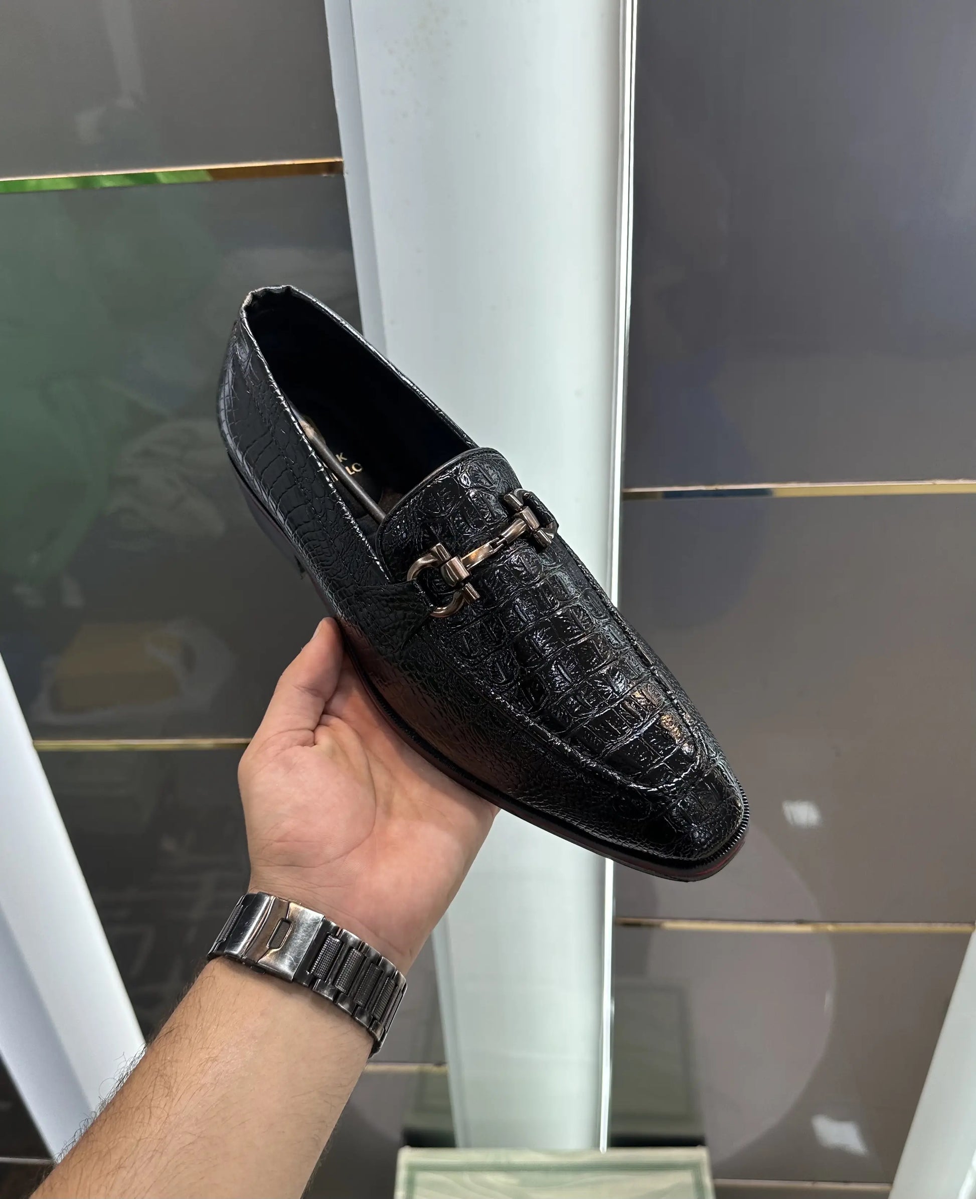 Frank_Romello Black Metal Premium Formal Loafers