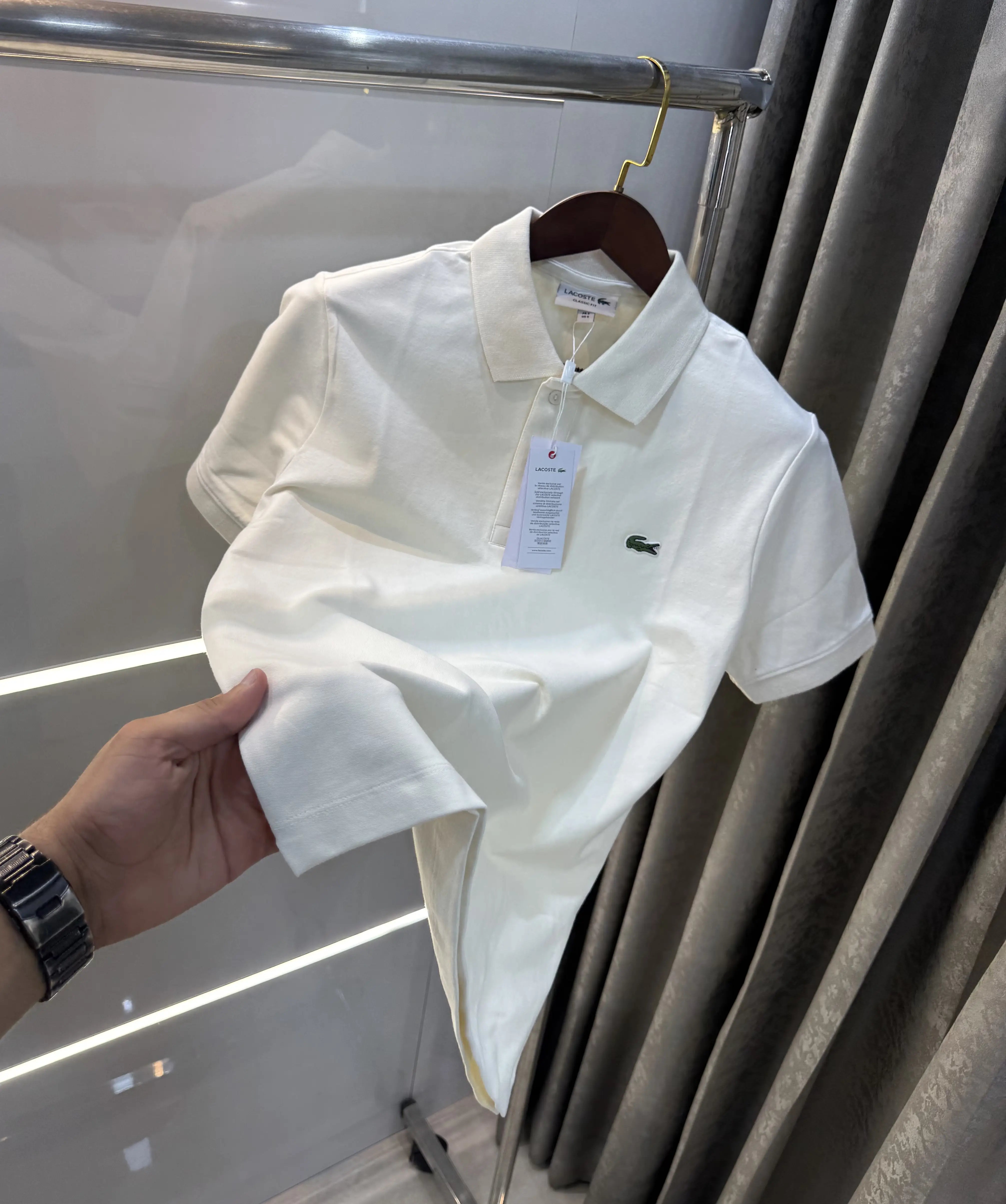 Lacost e Cream Logo Work Premium Polo T-Shirt