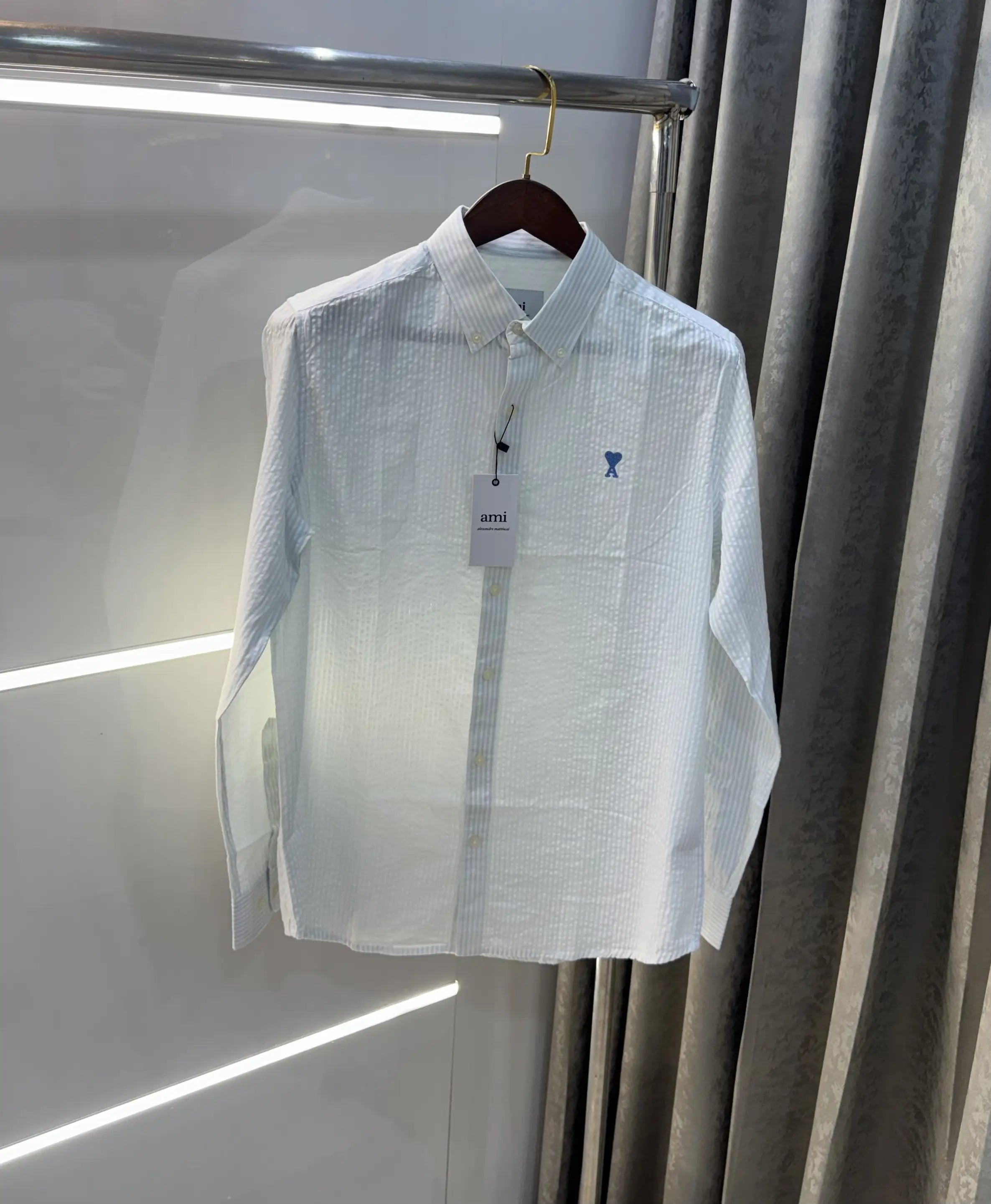 Ami Paris Sky Blue Embroidery Logo Premium Shirt