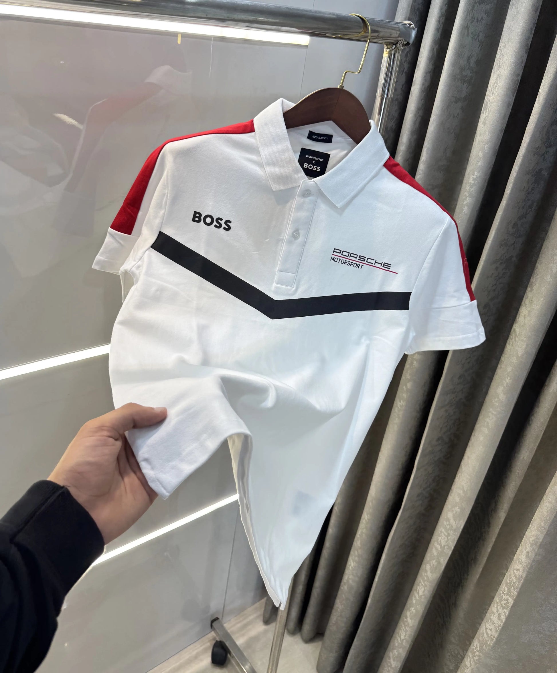 Hug o Boss White Porsche Edition Premium Polo T-shirt