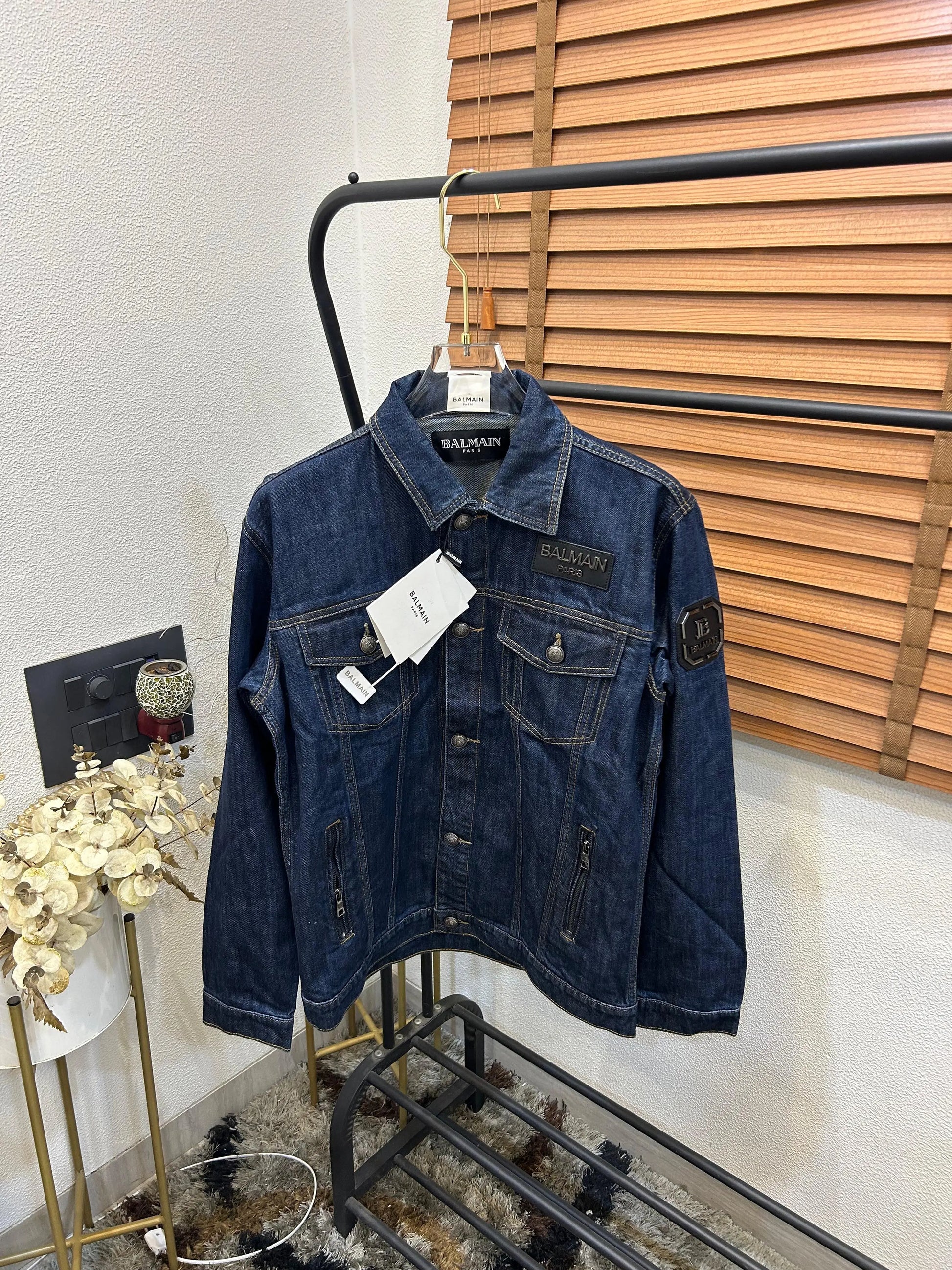 Balmai_n Turkey Imported Very Premium Highly Detailed Denim Dark Blue Black Logo Patched Jacket (DN 560)