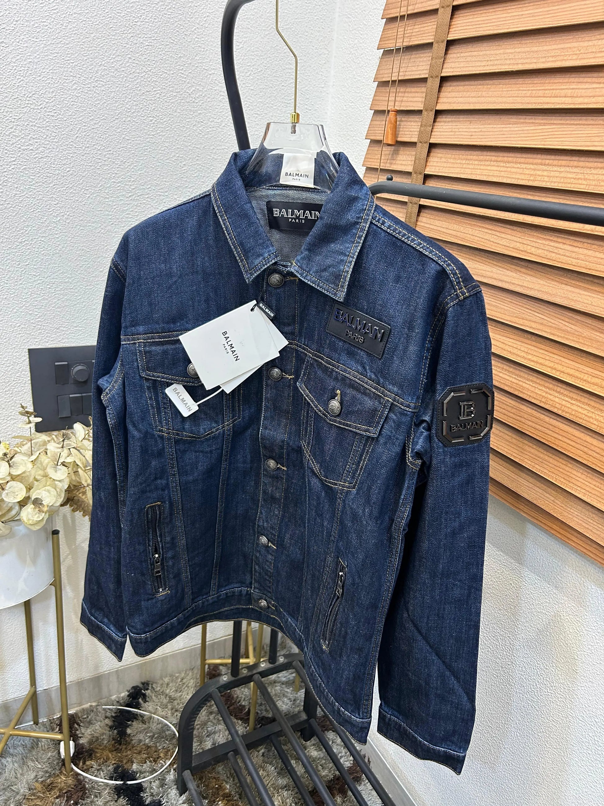 Balmai_n Turkey Imported Very Premium Highly Detailed Denim Dark Blue Black Logo Patched Jacket (DN 560)
