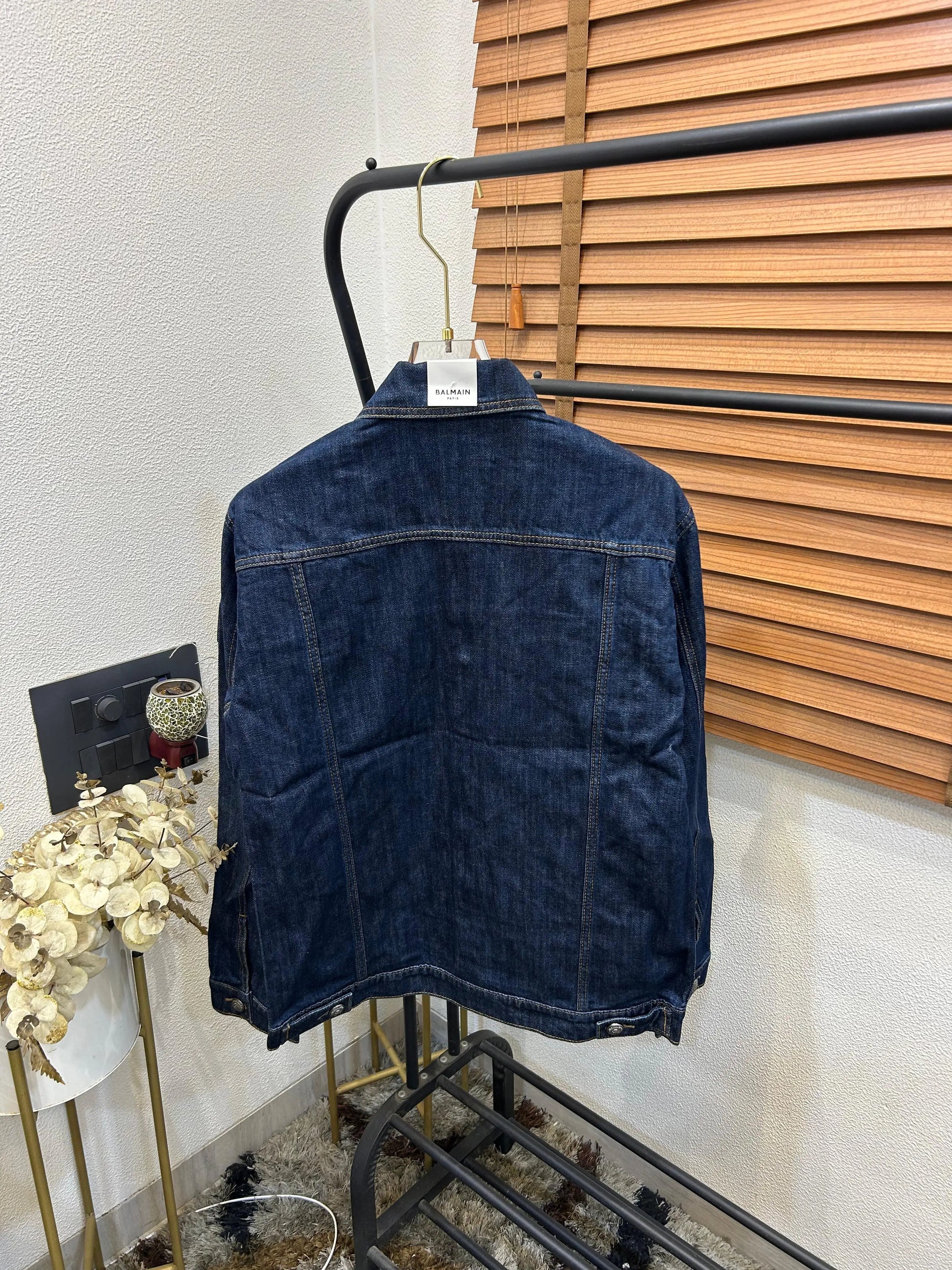 Balmai_n Turkey Imported Very Premium Highly Detailed Denim Dark Blue Black Logo Patched Jacket (DN 560)
