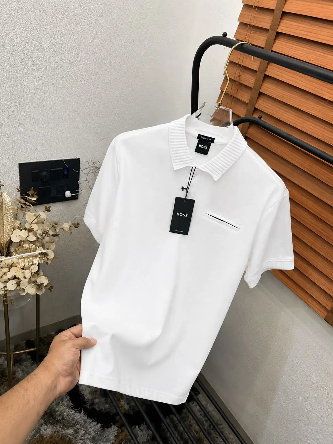Hug_o BO_ss. Monogram Steel Logo Premium Polo T-shirt (DN 550)