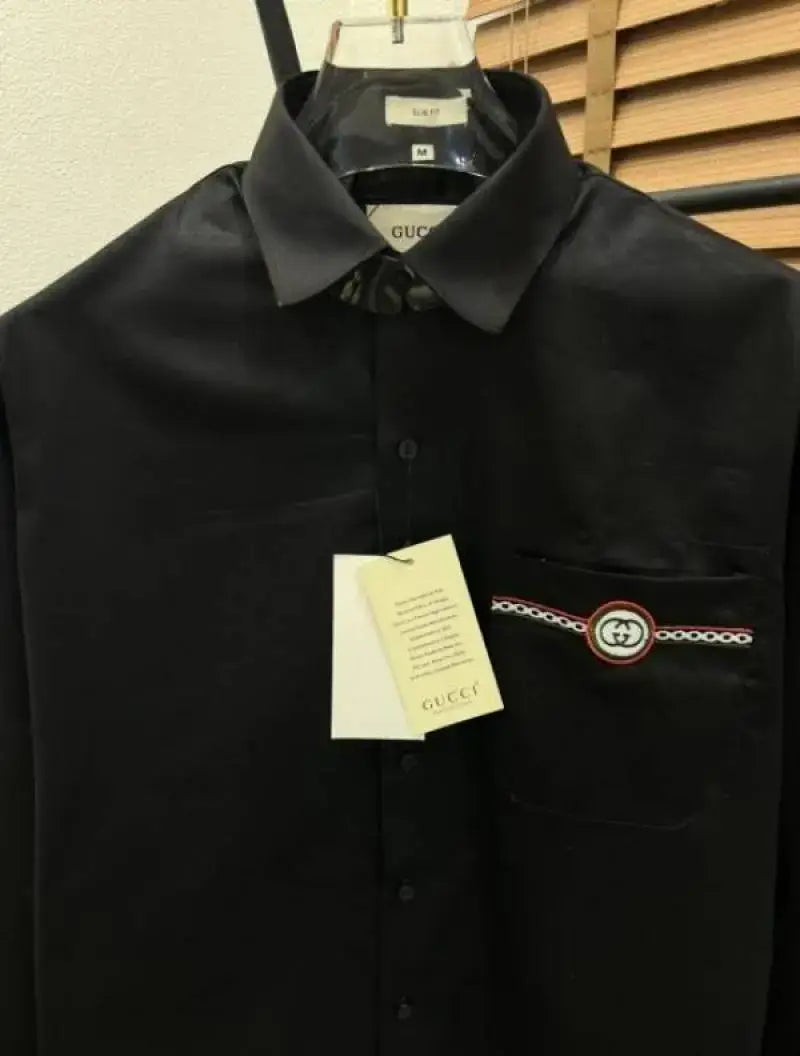 Gucc_i GG Pocket Embroidered Imported Premium Partywear Shirt With Og Box & Bag (DN 543)