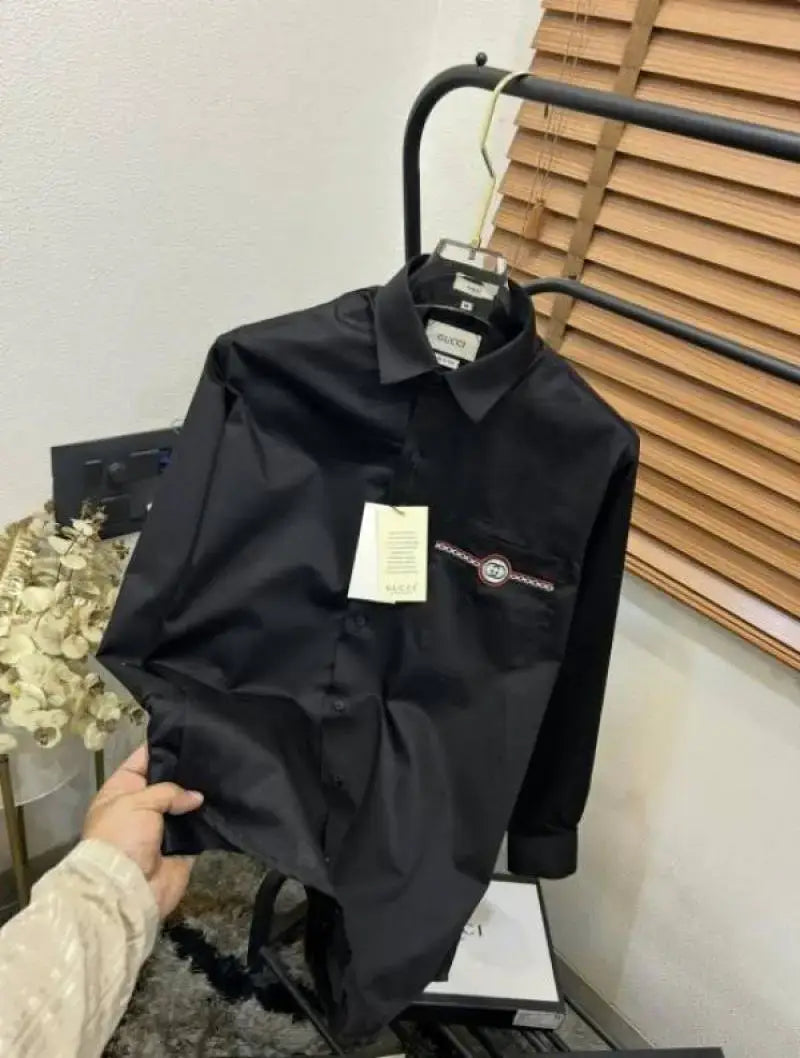 Gucc_i GG Pocket Embroidered Imported Premium Partywear Shirt With Og Box & Bag (DN 543)