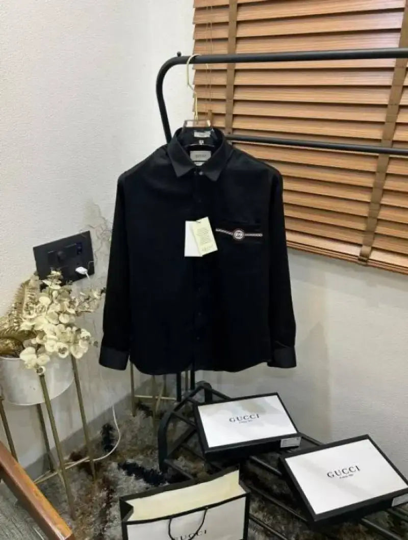 Gucc_i GG Pocket Embroidered Imported Premium Partywear Shirt With Og Box & Bag (DN 543)
