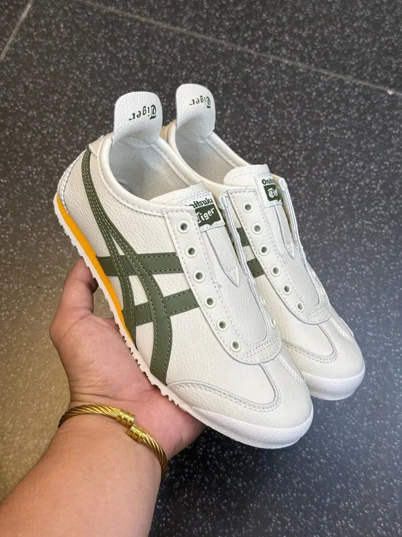 Onitsukaa Tigerr Mexico 66 Slip On Leather Cream Olive 408