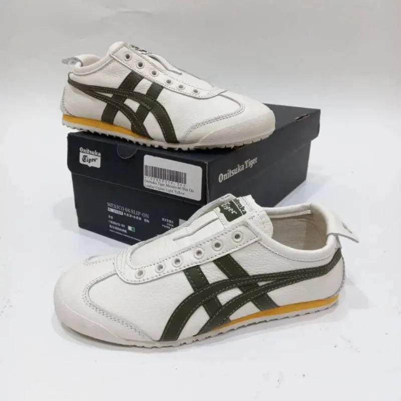 Onitsukaa Tigerr Mexico 66 Slip On Leather Cream Olive 408