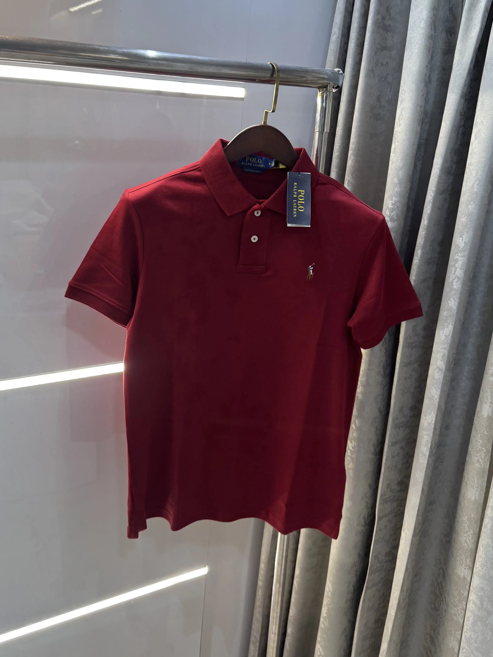 Ralph Lauren Maroon Premium Classic Polo T-Shirt