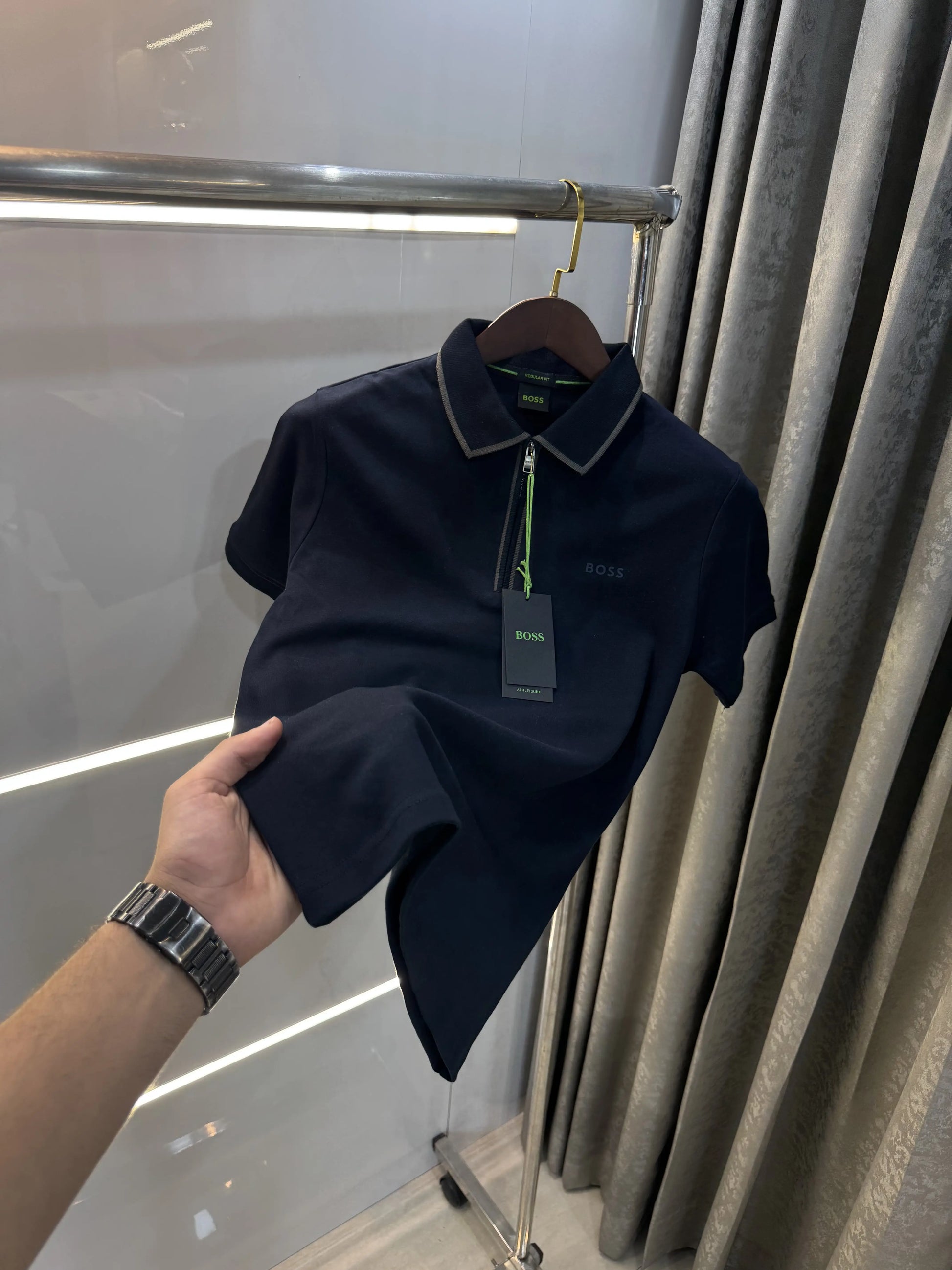 Hugo  Bos s Navy Blue Logo Work Premium Polo T-shirt