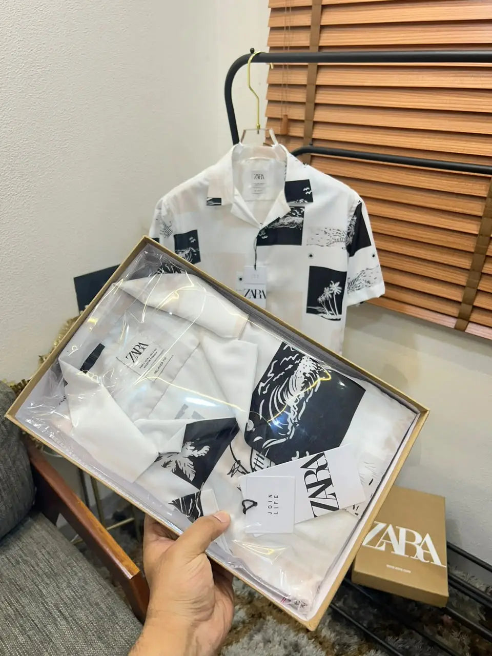 Zar_a Turkey Imported Very Premium Designer Half Shirt With Brand Bo__X (DN 539)