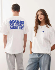 Adidas White Printed Premium Classic T-Shirt