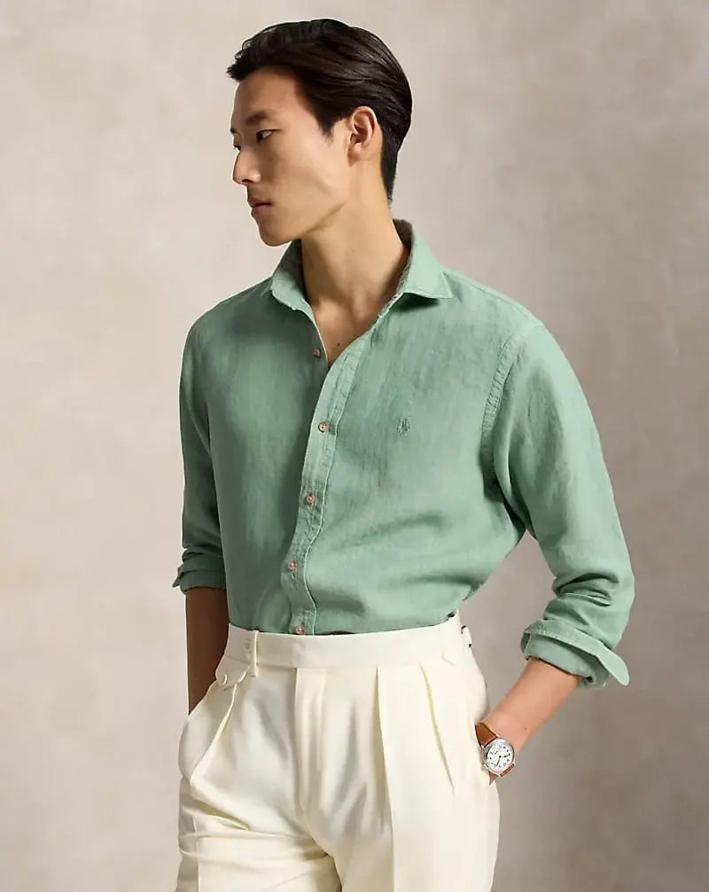 Ralph Lauren Aqua Green Premium Linen Shirt