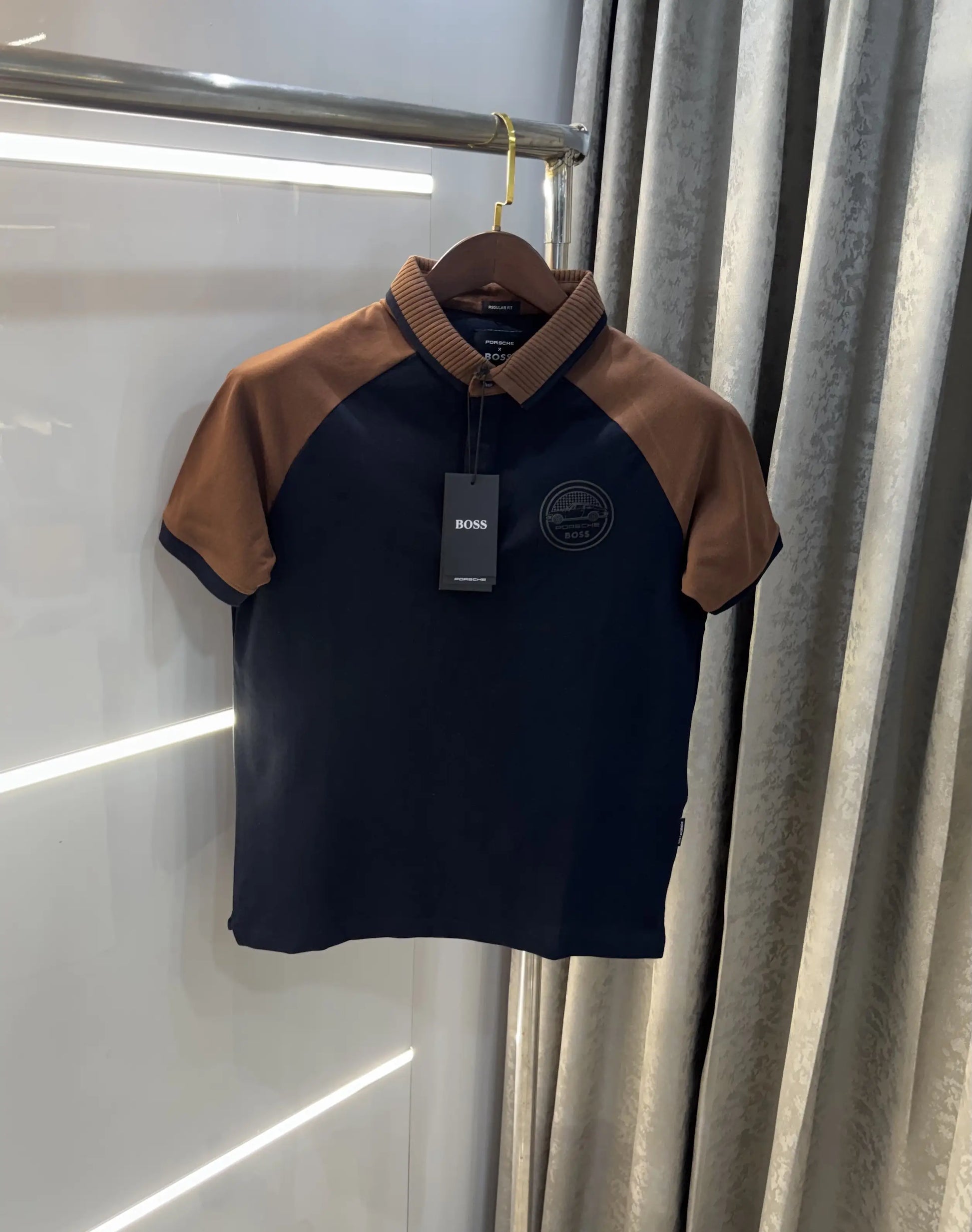 Hug o Boss Navy/ Coffee Porsch e Edition Premium Polo T-shirt