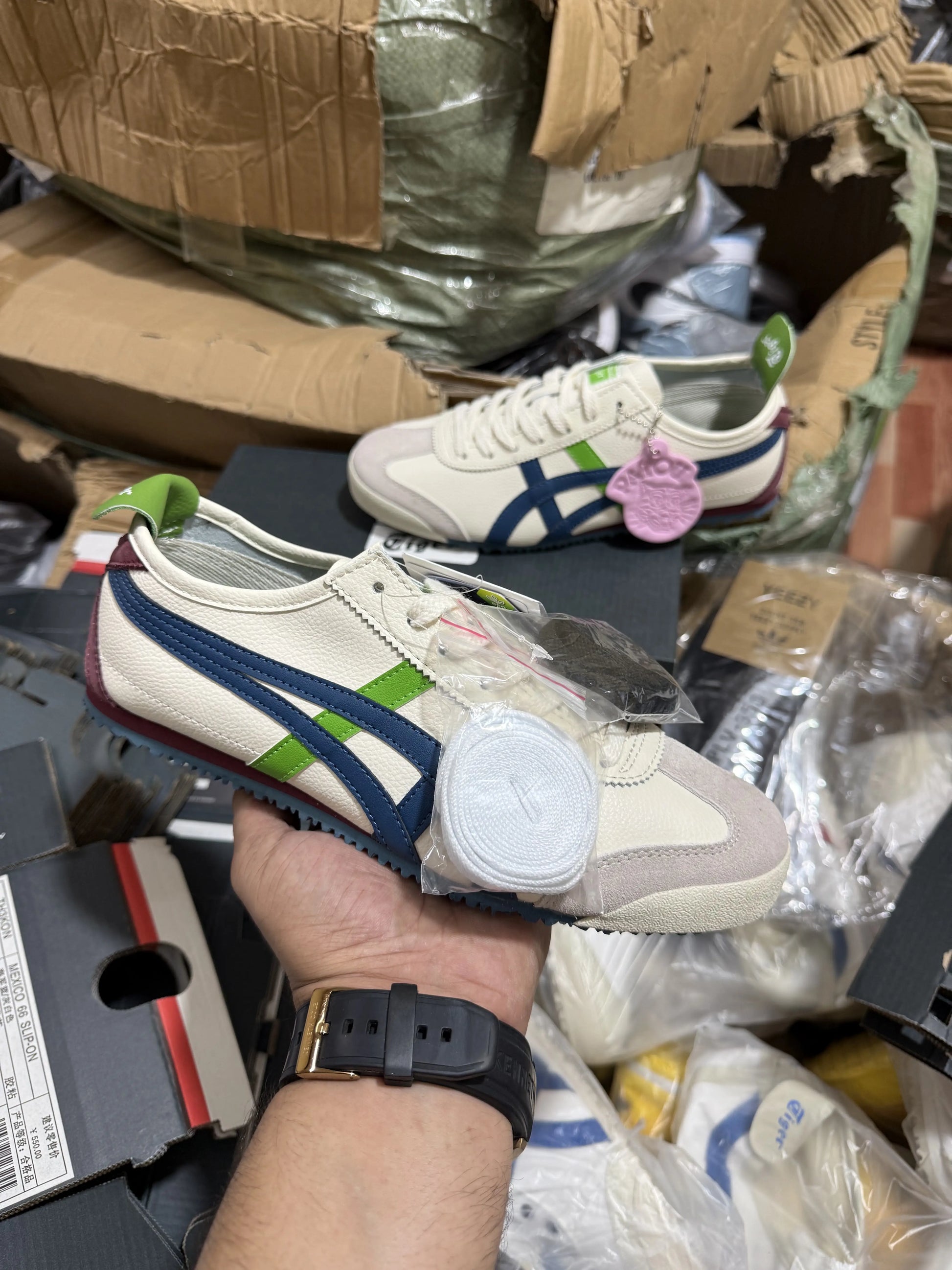 ONITSUKA TIGER MEXIXCO 66 BLUE GREEN (WITH PATOU KEYCHAIN AND 3 EXTRA LACES)