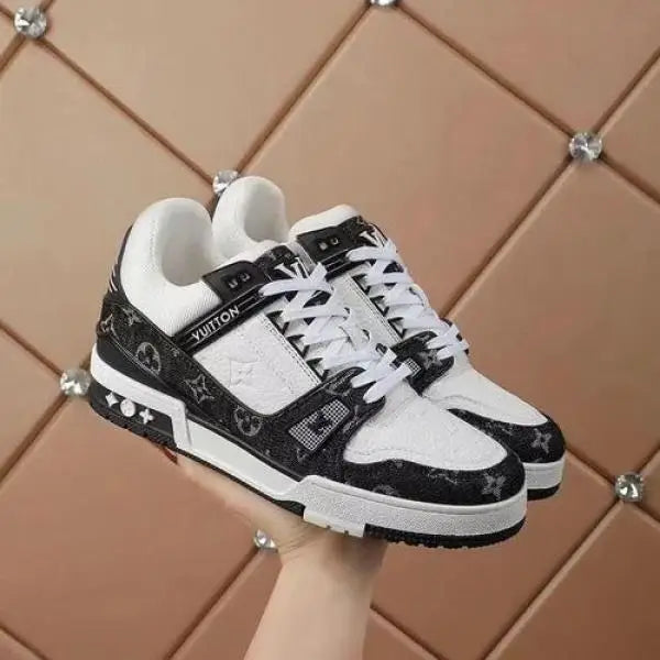 Loui s Vuittton LV Trainer Monogram White Black Denim With Accessories
