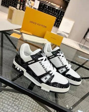 Loui s Vuittton LV Trainer Monogram White Black Denim With Accessories