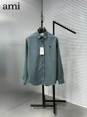Ami Paris Dark Grey Embroidry Logo Premium Shirt