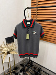 Gucc_i GG Knitted Imported Cotton Stretchable Polo T-shirt (DN 520)