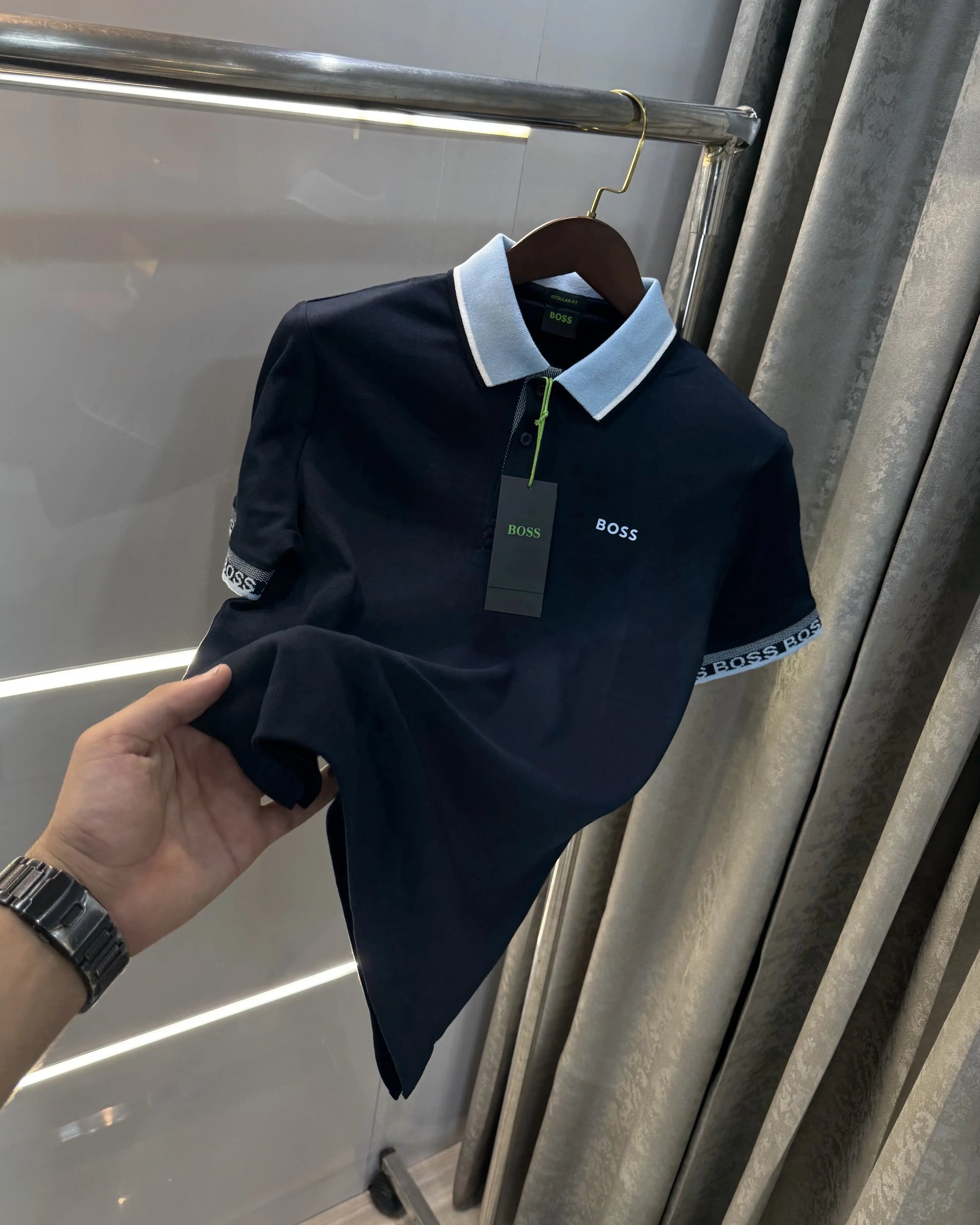 Hugo  Bos s Navy Blue Logo Work Premium Polo T-shirt