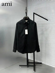 Ami Paris Black Embroidry Logo Premium Shirt