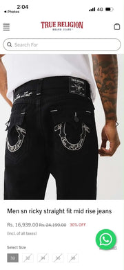Tru e Religion Jet Black Premium boot cut Denim