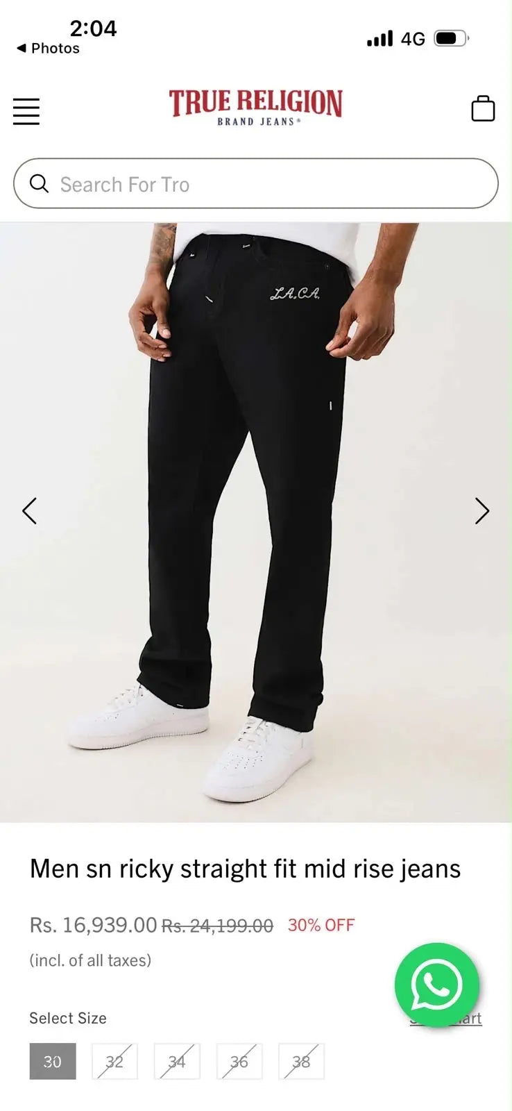 Tru e Religion Jet Black Premium boot cut Denim