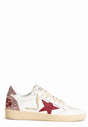 GOLDEN GOOSE BALLSTAR RED STAR GLITTER BLACK