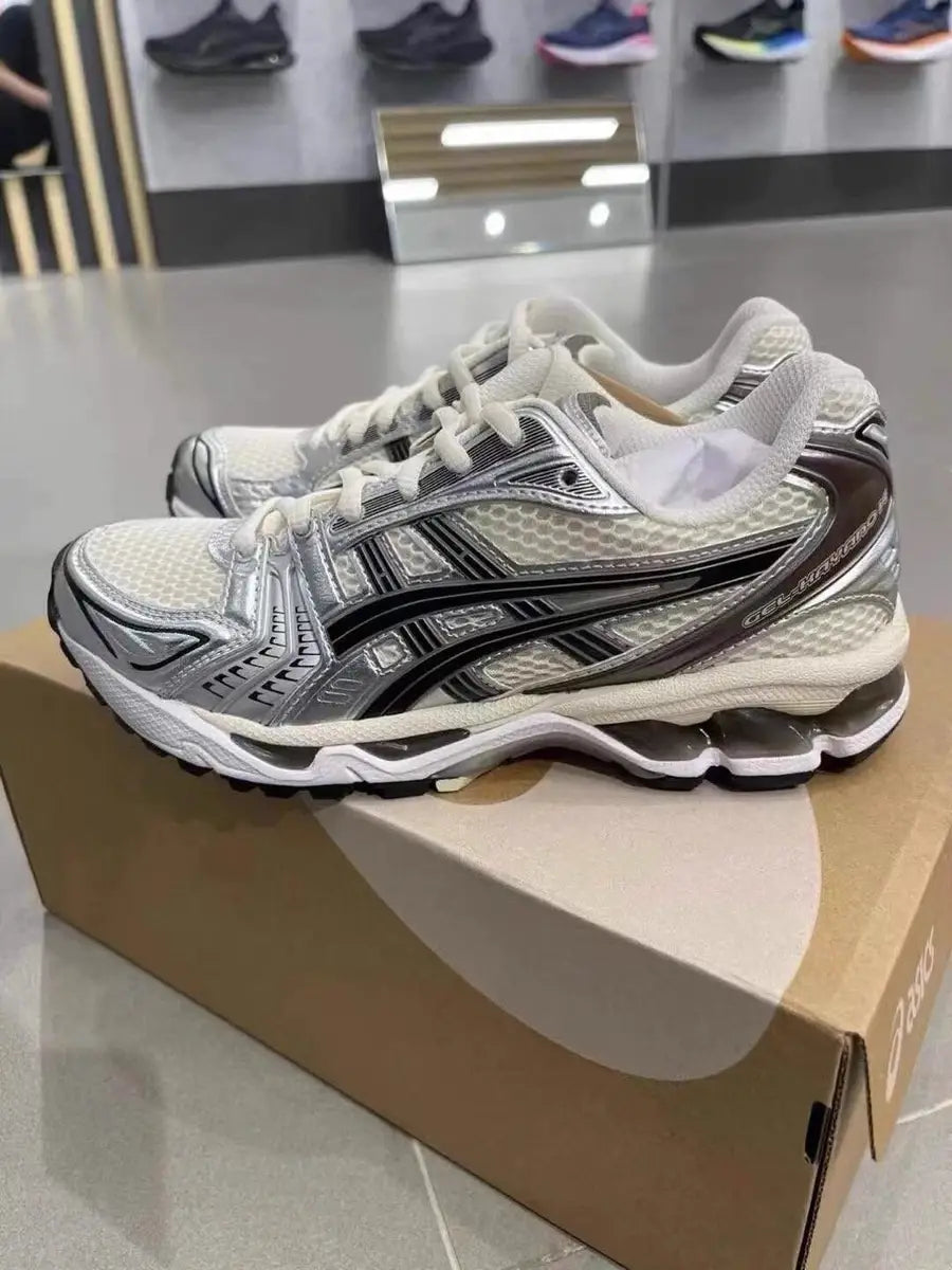 Asics Gel Kayano 14 Silver Cream Black Metallic Plum 