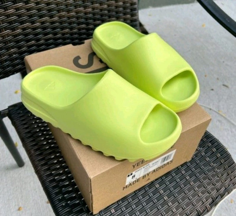 yezzy slide neon with og box butter paper