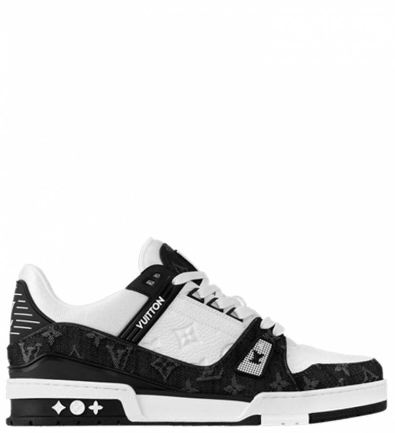 Lv _vuitton trainer embossed monogram - white black 2022 denim
