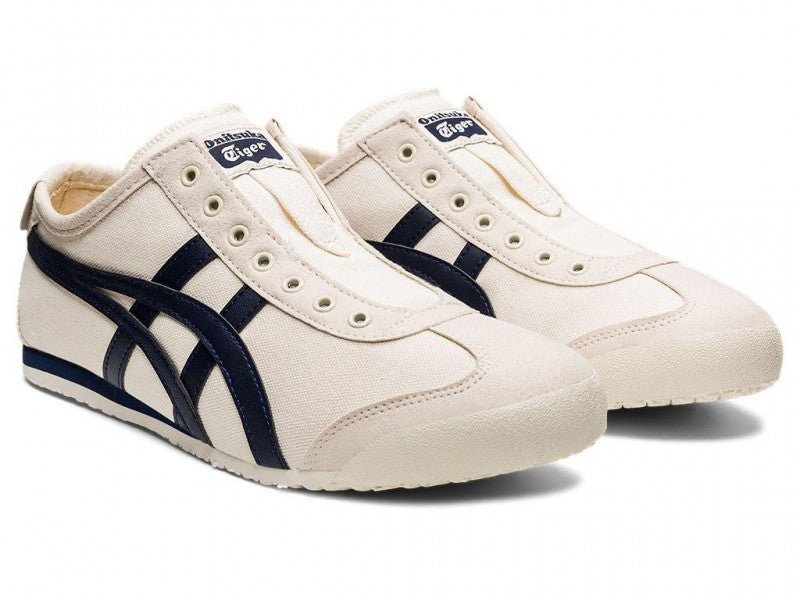 ONITSUKA TIGER MEXICO 66 CREAM BLUE SLIP ON 1ST LETHER QUALITY
