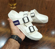 BIRKENSTOCK ARIZONA EVA WHITE WITH SOLE BRANDING