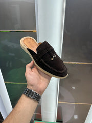 Loro_Piana Key Lock Slip-Ons Brown