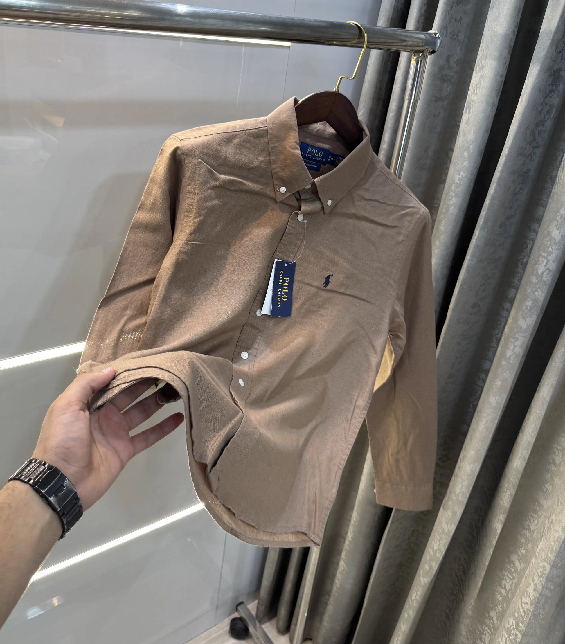 Ralph Lauren Brown Premium Linen Shirt