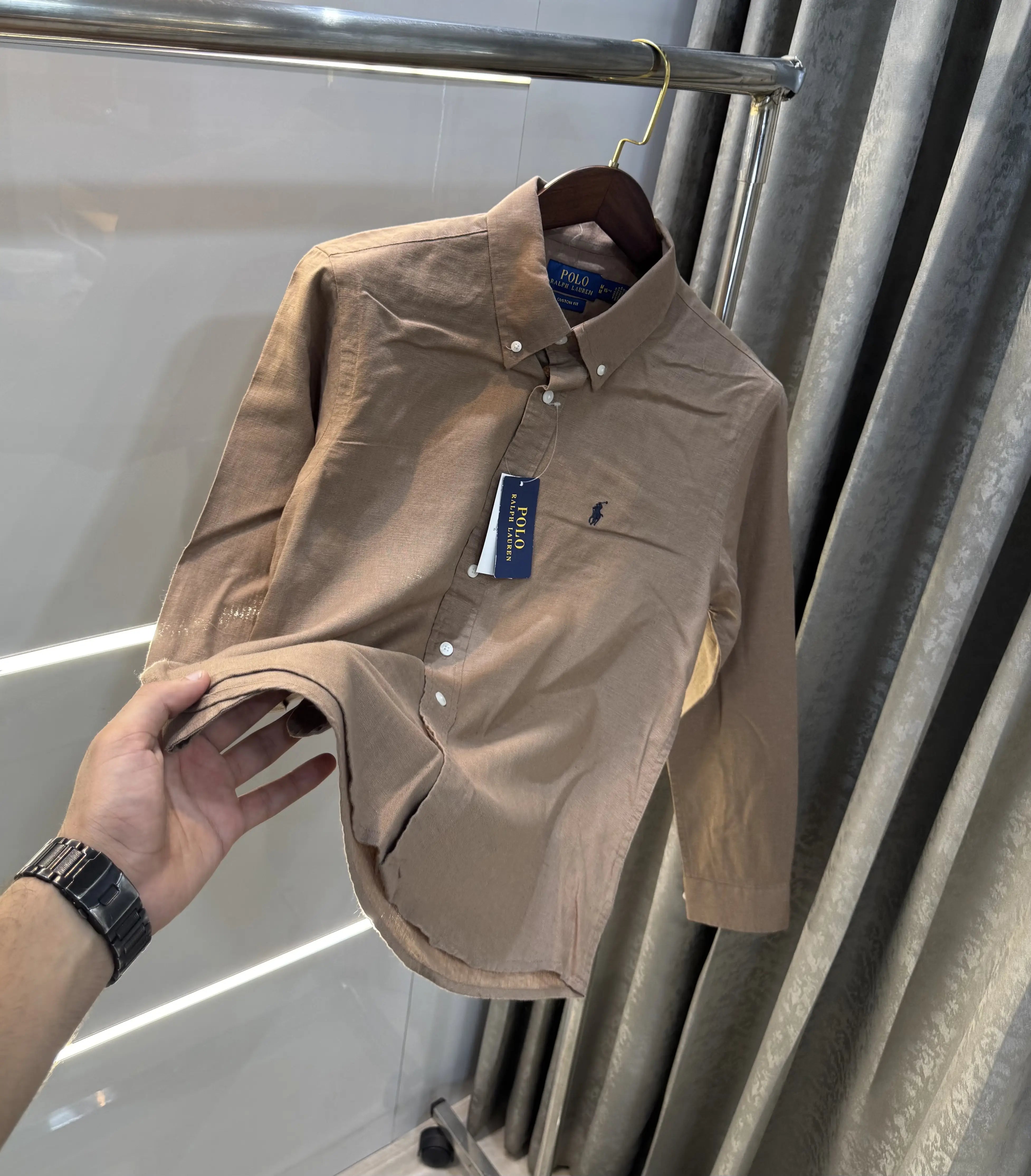 Ralph Lauren Brown Premium Linen Shirt