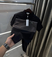 Lacost e Grey Black Logo Work Premium Polo T-Shirt
