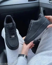 Nike Airforce 1 Low BLACK PURE LEATHER With Dust Bag Hand Carry Bag Tag Bill (FIX)