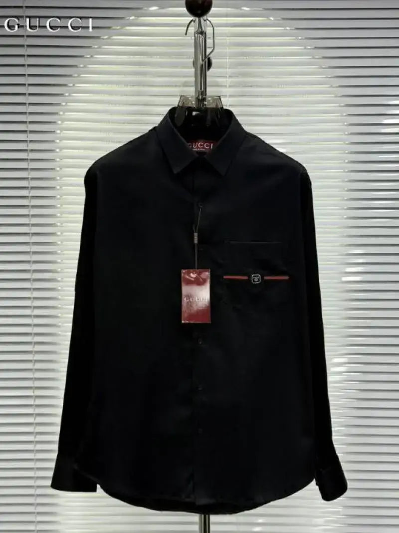Gucc_i Pocket Signature Patched Imported Partywear Shirt With Og BoX & Bag (DN 502)