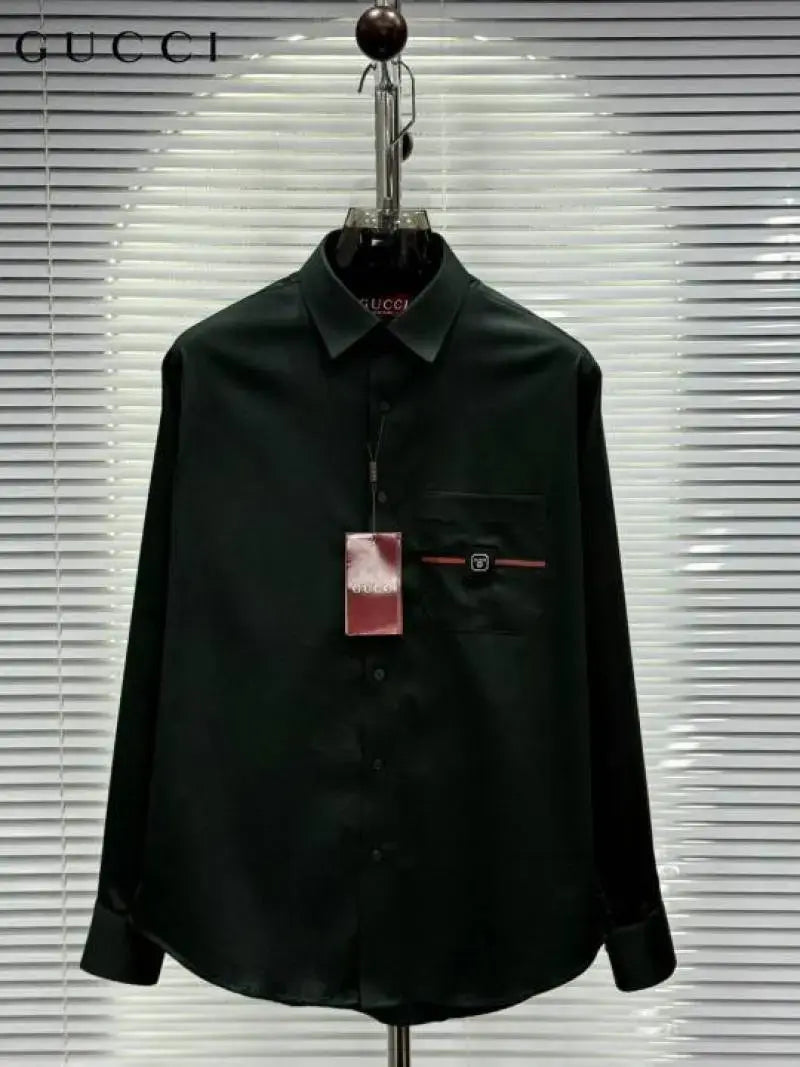 Gucc_i Pocket Signature Patched Imported Partywear Shirt With Og BoX & Bag (DN 502)