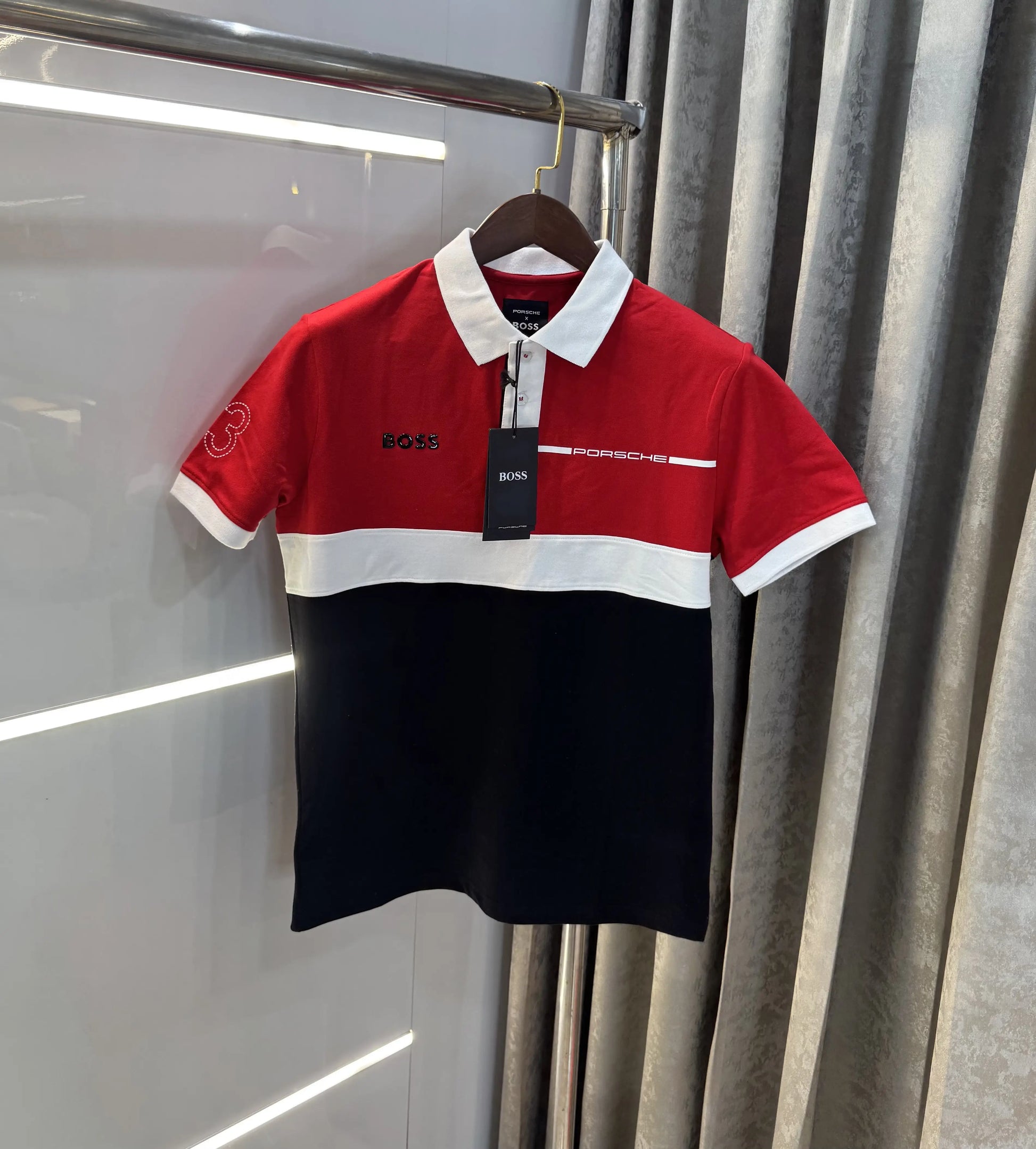 Hugo  Bos s X Porsche Red Logo Work Premium Polo T-shirt