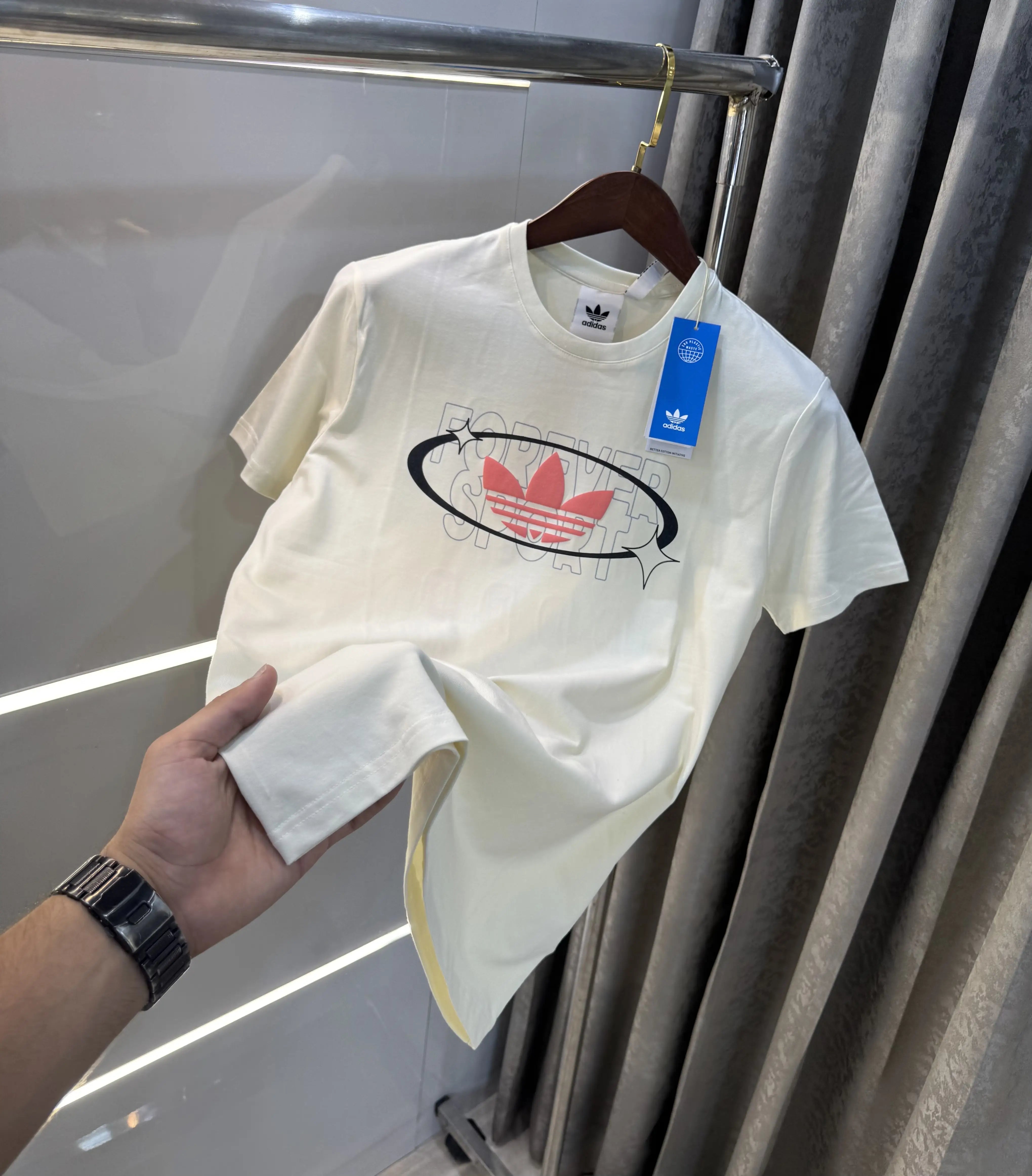 Adidas Cream Printed Premium Classic T-Shirt