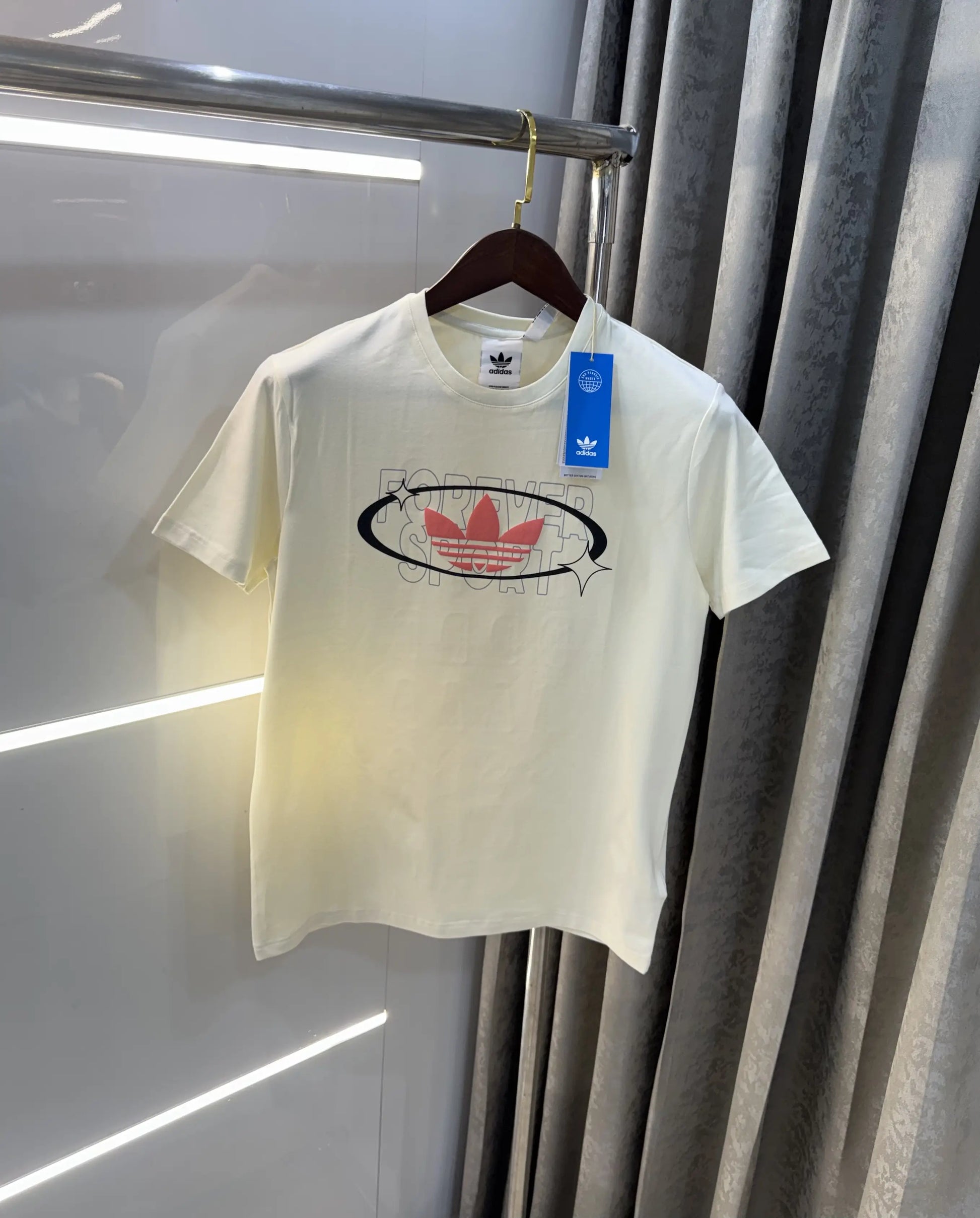 Adidas Cream Printed Premium Classic T-Shirt