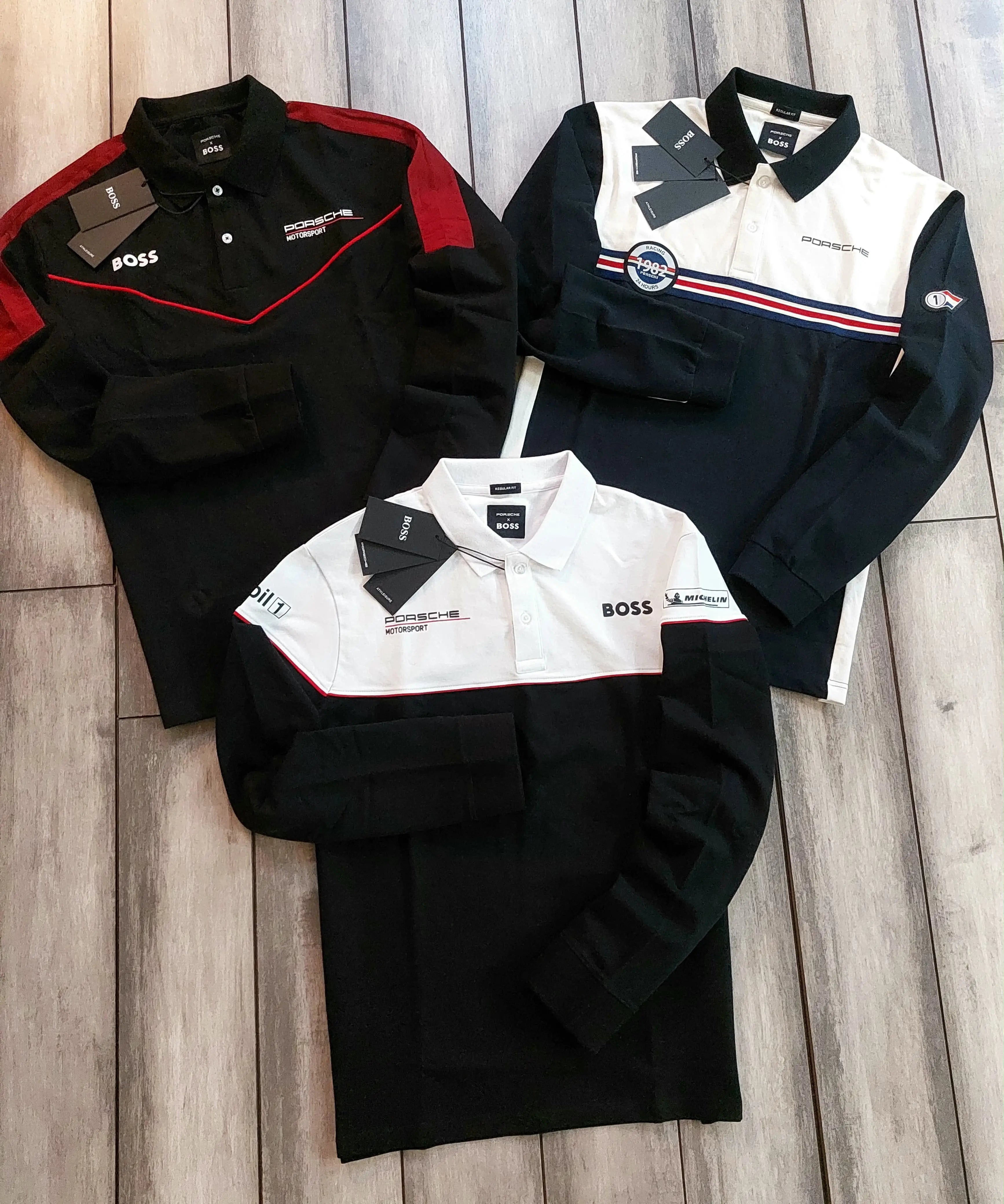 Hugo  Boss Black White Logo Work Premium Full Sleeve Polo T-Shirt